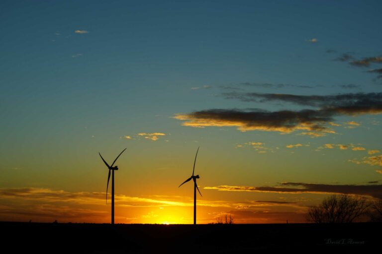 Large Windmills with Sunset in background